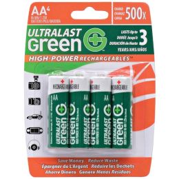 Ultralast ULGHP4AA Green High-Power Rechargeables AA NiMH Batteries, 4 pk