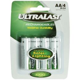 Ultralast ULN4AASL ULN4AASL AA Rechargeable NiCd Batteries for Solar Lights, 4 pk